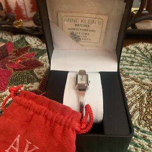 NEW STUNNING Anne Klein II Modern Sterling Silver Rectangular Women's Watch